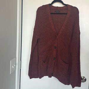 American Eagle Outfitters Maroon Knit Cardigan